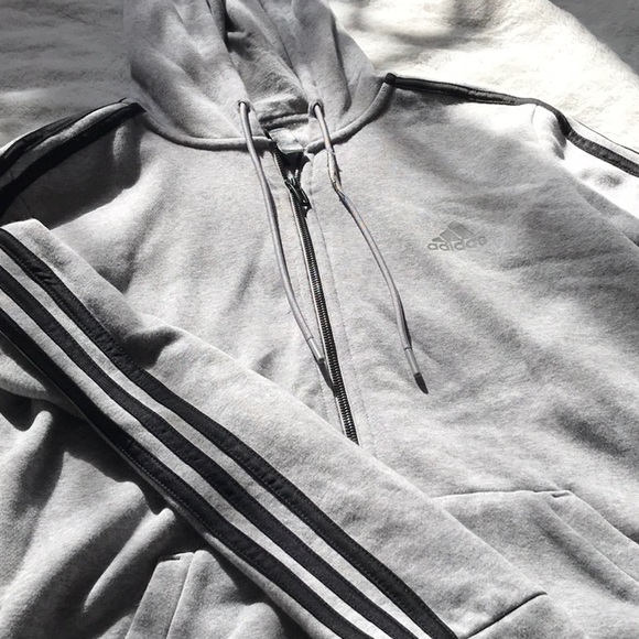 Adidas zip up gray hoodie Medium - Picture 2 of 5